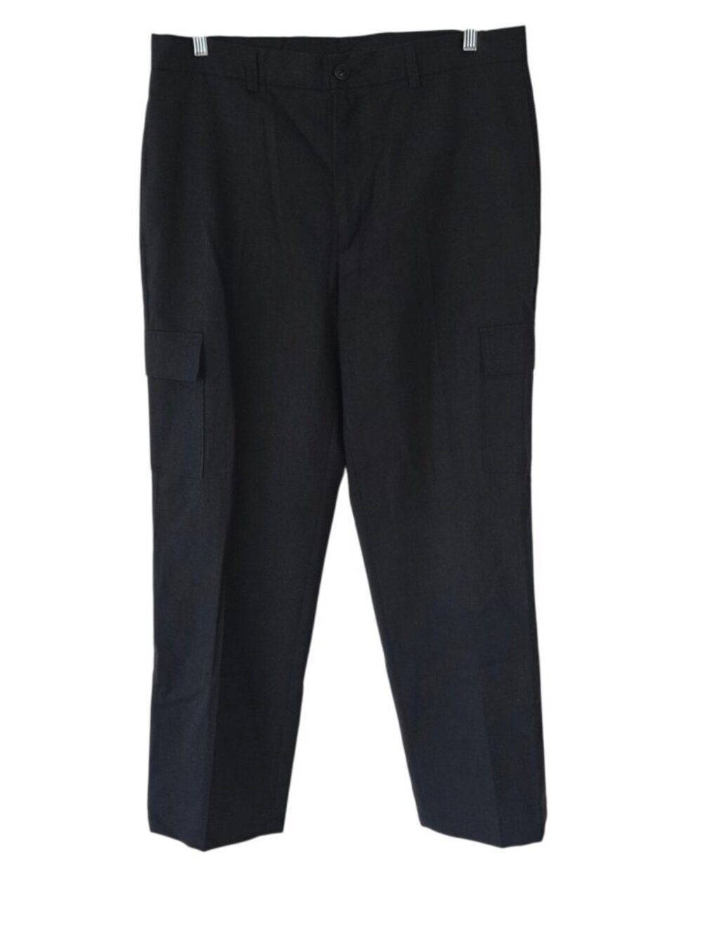 Structure Wool Pants Unique Cargo Style Pockets Black Vintage Y2K Mens 36x32